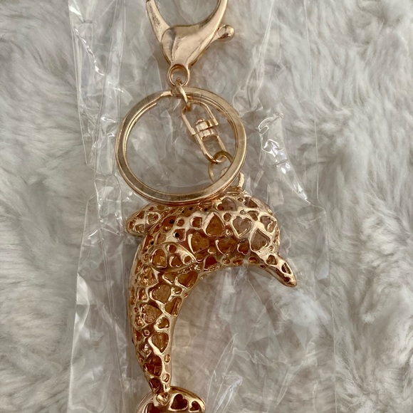 Rhinestone Dolphin Purse Charm Keychain - Picture 2 of 2